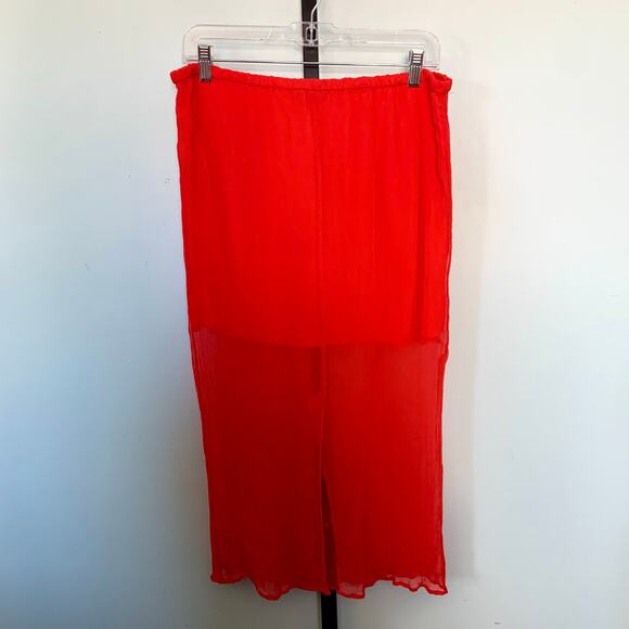 J. Crew Gwyneth Layered Slip Skirt in Red Crinkle Chiffon Size M - Picture 3 of 8